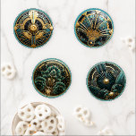 Beautiful Art Deco Elegant Gold Turquoise    Coaster Set<br><div class="desc">Gorgeous Art Deco images of a geometric gold,  black and turquoise vintage pattern.
These beautiful,  intricately detailed Art Deco coasters each have a different design,   in pretty shades of teal,  turquoise,  and gold.</div>