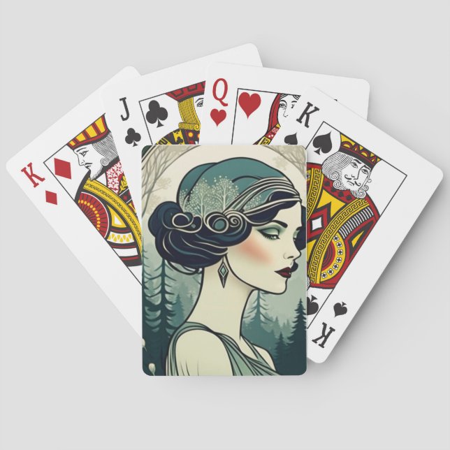 Beautiful Art Deco Flapper Poker Cards (Back)