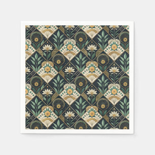 Beautiful Art Deco Gilded Botanical Floral Pattern Napkins
