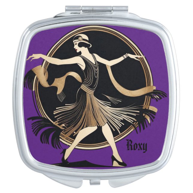Beautiful Art Deco Girl, Flapper dancing, 1920s  Compact Mirror (Front)