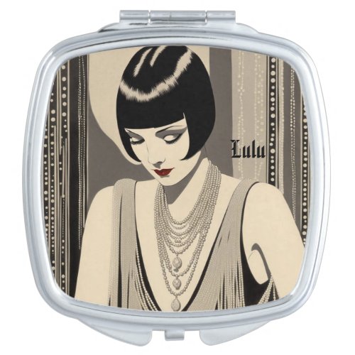 Beautiful Art Deco Girl LuLu in Hollywood 1920s  Compact Mirror