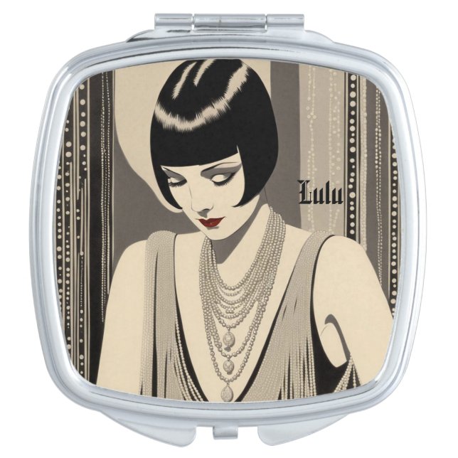 Beautiful Art Deco Girl, LuLu in Hollywood 1920s  Compact Mirror (Front)