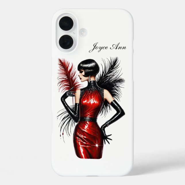Beautiful Art Deco lady add name  Case-Mate iPhone Case (Back)