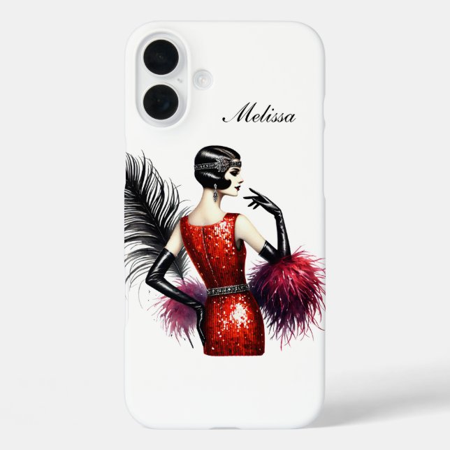 Beautiful Art Deco lady add your name  Case-Mate iPhone Case (Back)