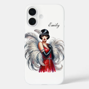 Beautiful Art Deco lady add your name iPhone 16 Case