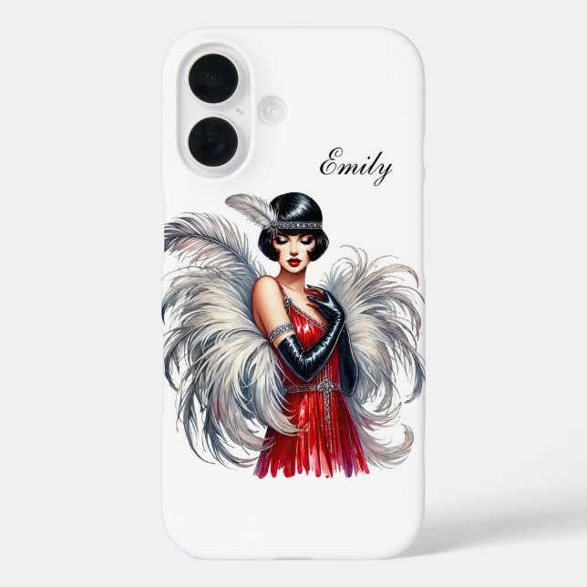 Beautiful Art Deco lady add your name  Case-Mate iPhone Case (Back)