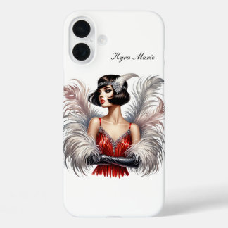 Beautiful Art Deco lady add your name  iPhone 16 Plus Case