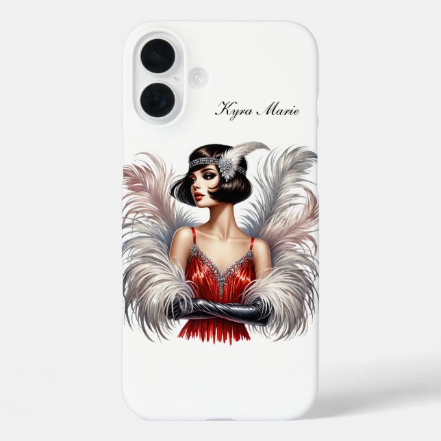 Beautiful Art Deco lady add your name  Case-Mate iPhone Case (Back)