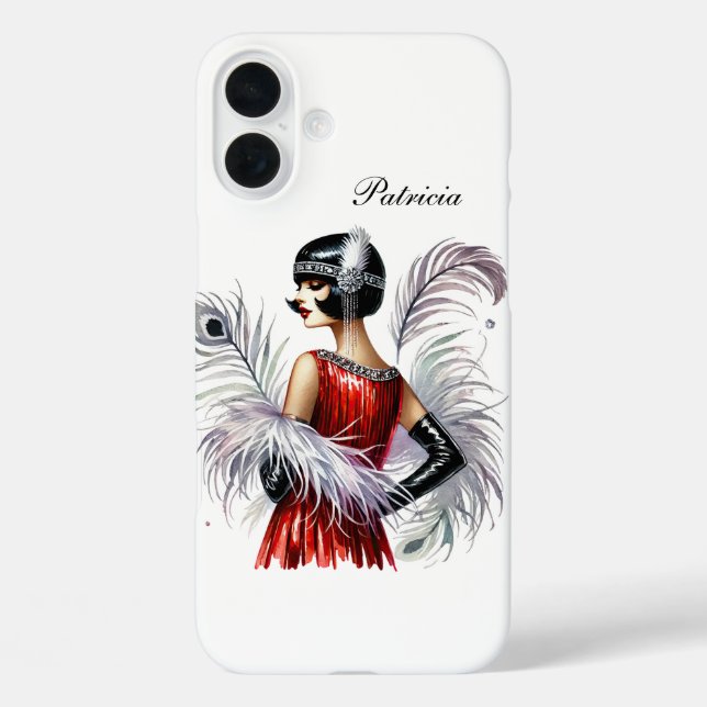 Beautiful Art Deco lady add your name  Case-Mate iPhone Case (Back)