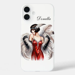 Beautiful Art Deco lady add your name iPhone 16 Plus Case