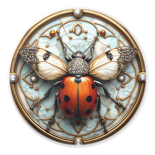 Beautiful Art Deco Ladybug  Ceramic Knob