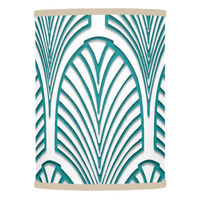 Beautiful,art deco, nouveau,template,teal,white,cu lamp shade (Front)