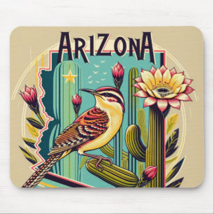 Beautiful Art Deco of Arizona Bird and Flower Mouse Pad