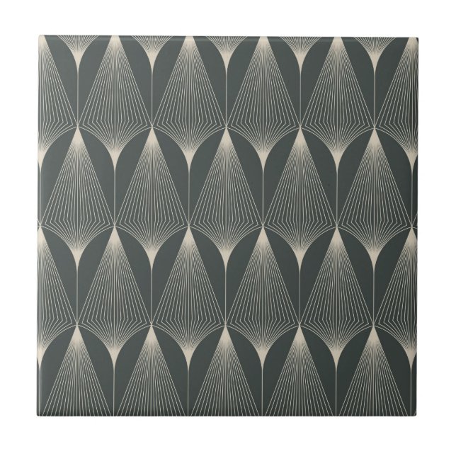 Beautiful,art deco,pattern,grey,beige,1920,retro,c ceramic tile (Front)