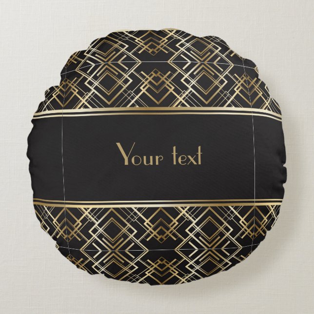 Beautiful,art deco,pattern,grey,beige,1920,retro,c round pillow (Front)