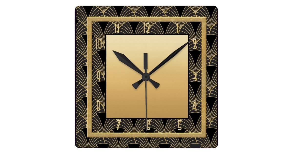 Beautiful Art Deco Patterned Square Wall Clock Zazzle