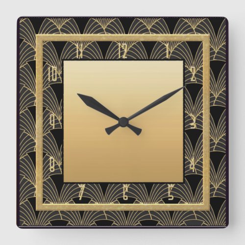 Beautiful Art Deco Patterned Square Wall Clock