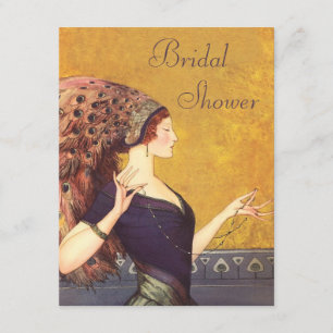 Beautiful Art Deco Peacock Flapper Bridal Shower Invitation