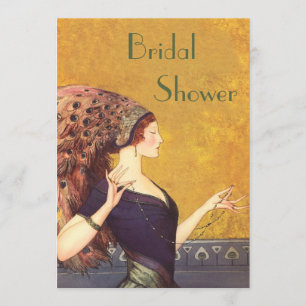 Beautiful Art Deco Peacock Flapper Bridal Shower Invitation