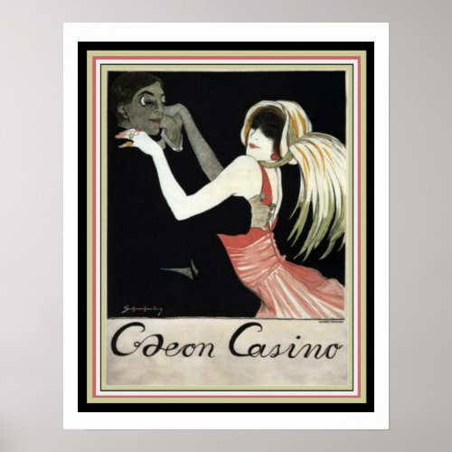 Beautiful Art Deco Vintage Ad Poster Caeon Casino