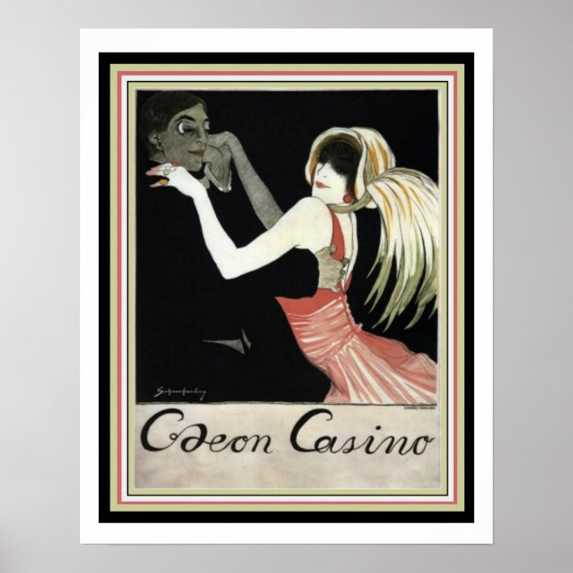 Beautiful Art Deco Vintage Ad Poster Caeon Casino (Front)