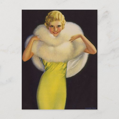 Beautiful Art Deco Vintage Pin up  girl art Postcard