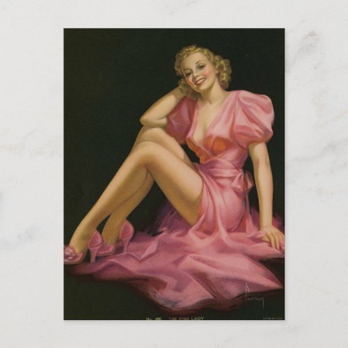 Beautiful Art Deco Vintage Pin up  girl art Postcard