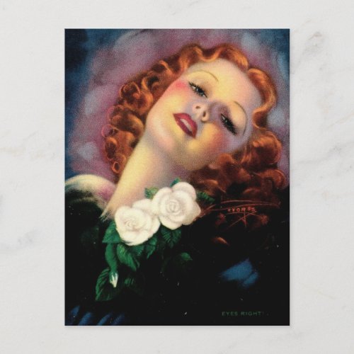 Beautiful Art deco Vintage Pin up  girl Postcard