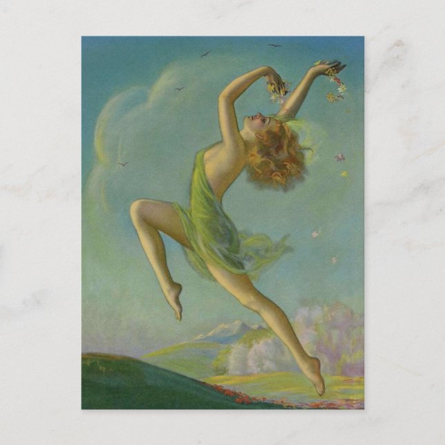 Beautiful Art deco Vintage Pin up  girl Postcard (Front)