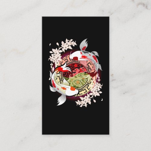 Beautiful Art Japanese Flower Koi Fish Business Card