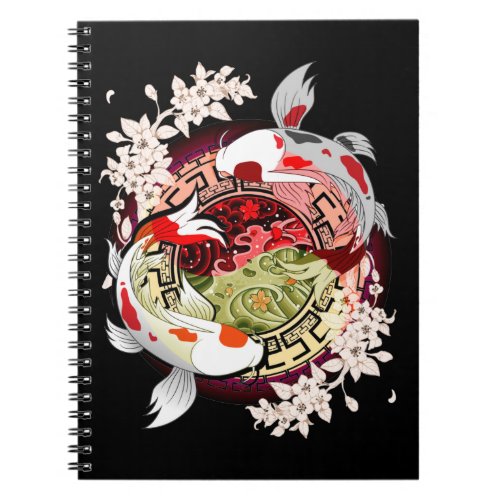 Beautiful Art Japanese Flower Koi Fish Notebook