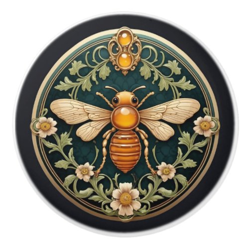 Beautiful Art Nouveau Bee Ceramic Knob