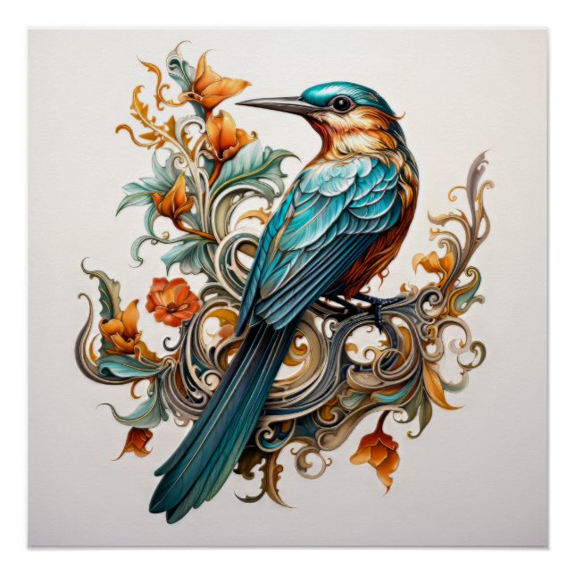 Beautiful Art Nouveau Bird Poster (Front)