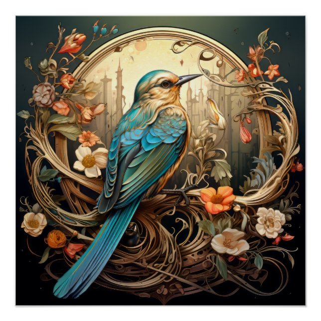 Beautiful Art Nouveau Bird Poster (Front)