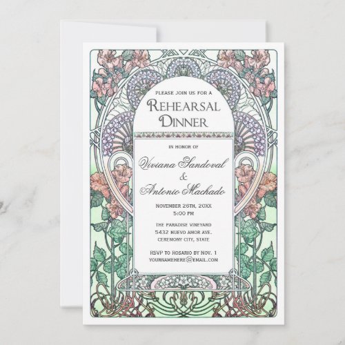 Beautiful Art Nouveau Bridal Shower Invitations