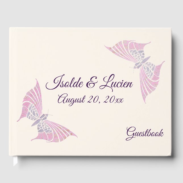 Beautiful Art Nouveau Butterflies Wedding Guest Book (Front)