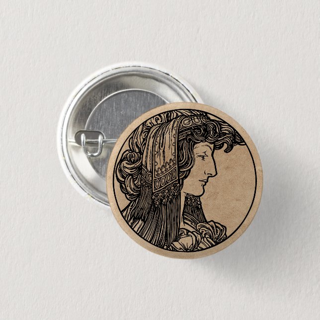 Beautiful Art Nouveau  Button (Front & Back)