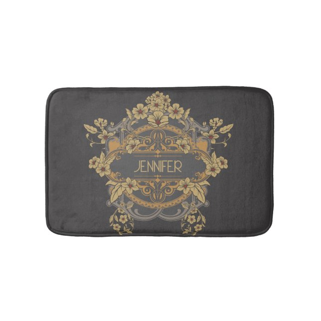 Beautiful Art Nouveau design with flowers Bath Mat (Front)
