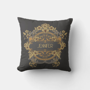 Beautiful Art Nouveau design with flowers Throw Pillow