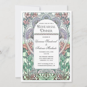 Beautiful Art Nouveau Rehearsal Dinner Invitations