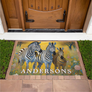 Beautiful Art Nouveau Zebra Door Mat