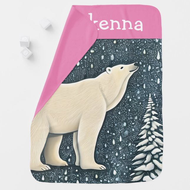 Beautiful Artic Polar Bear Baby Blanket (In Situ)
