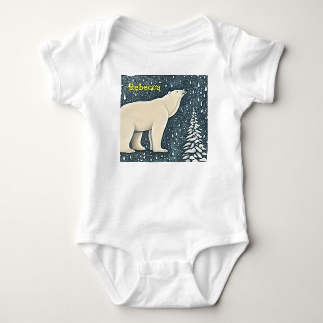 Beautiful Artic Polar Bear Baby Bodysuit (Front)
