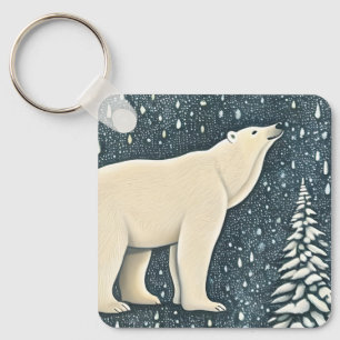 Beautiful Artic Polar Bear Keychain