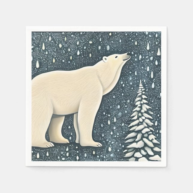 Beautiful Artic Polar Bear Napkins (Front)