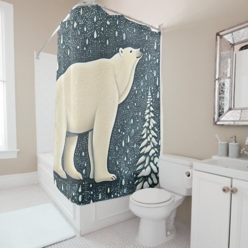 Beautiful Artic Polar Bear Shower Curtain