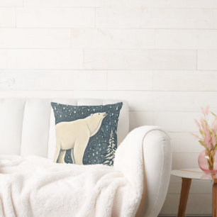 Beautiful Artic Polar Bear Throw Pillow