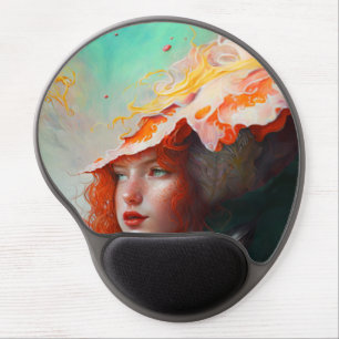 Beautiful Artistic Abstract Red Haired Ginger Girl Gel Mouse Pad