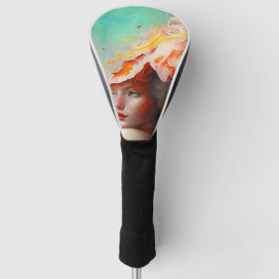 Beautiful Artistic Abstract Red Haired Ginger Girl Golf Head Cover