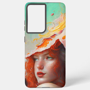 Beautiful Artistic Abstract Red Haired Ginger Girl Samsung Galaxy S21 Ultra Case